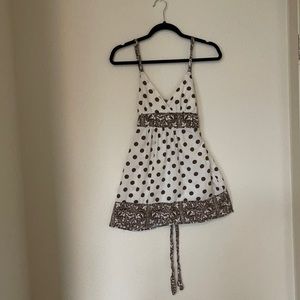 Cute flowy polka dots and scroll floral top size M